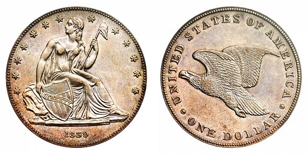 1839 Restrike Gobrecht Dollar - Die Alignment 2 - Plain Field - Name Omitted - Reeded Edge 