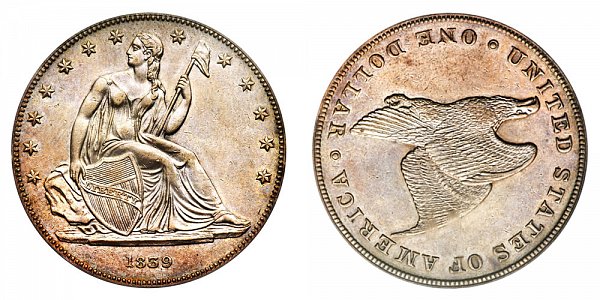 1839 Restrike Gobrecht Dollar - Die Alignment 3 - Plain Field - Name Omitted - Reeded Edge 