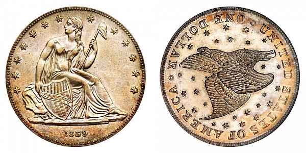 1839 Restrike Gobrecht Dollar - Die Alignment 3 - Starry Field - Name Omitted - Plain Edge 