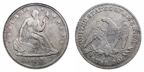 1839 Seated Liberty Quarter 