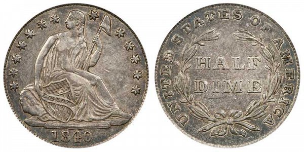 1840 Seated Liberty Half Dime - No Drapery 