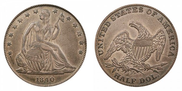 1840 Seated Liberty Half Dollar - Medium Letters - Reverse of 1838 