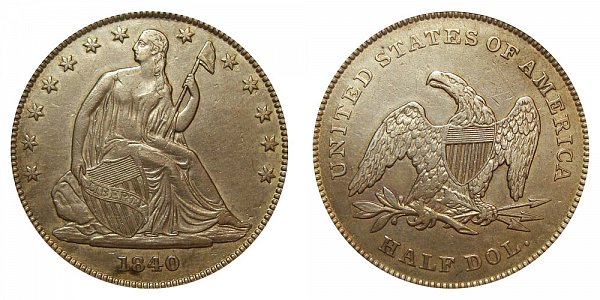 1840 Seated Liberty Half Dollar - Small Letters - Reverse of 1839 