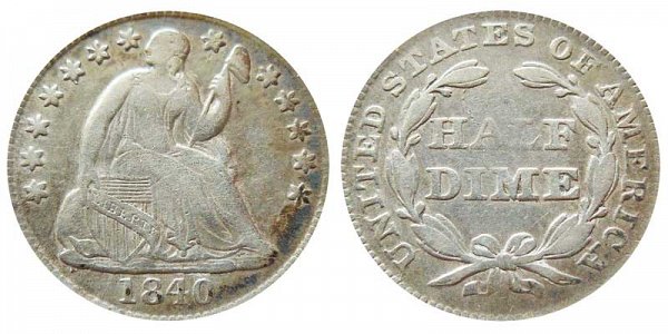 1840 Seated Liberty Half Dime - With Drapery Added 
