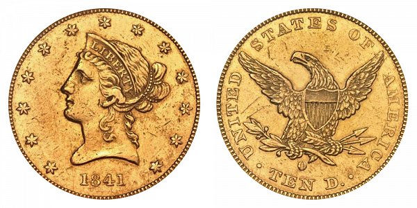 1841 O Liberty Head $10 Gold Eagle - Ten Dollars 