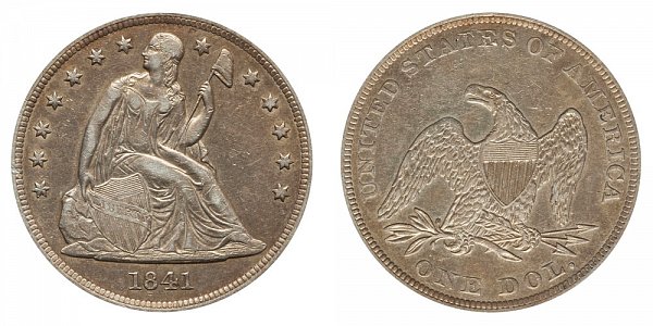 1841 Seated Liberty Silver Dollar 