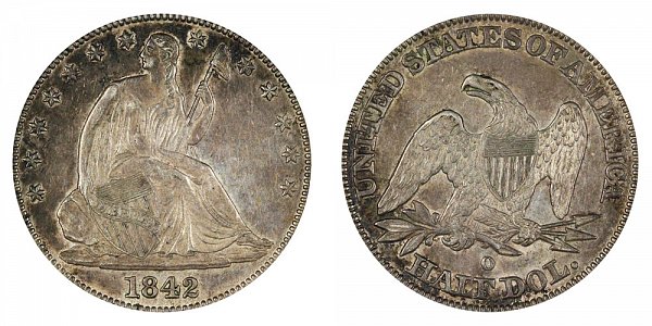 1842 OSeated Liberty Half Dollar - Large Letters - Medium Date 