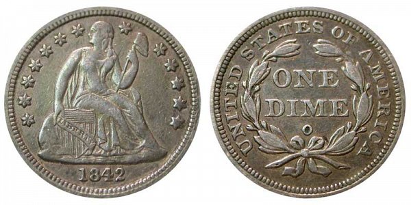 1842 O Seated Liberty Dime 