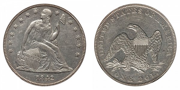 1842 Seated Liberty Silver Dollar 