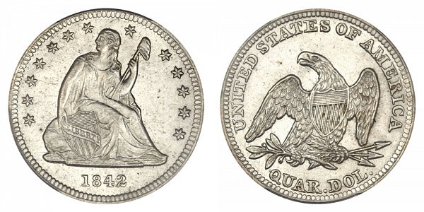 1842 Seated Liberty Quarter - Small Date - Proof Only 