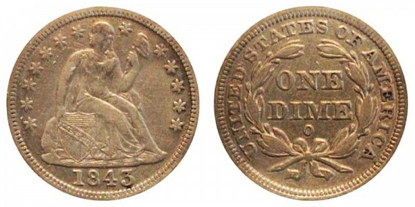 1843 O Seated Liberty Dime