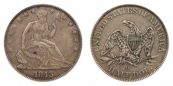 1843 O Seated Liberty Half Dollar 