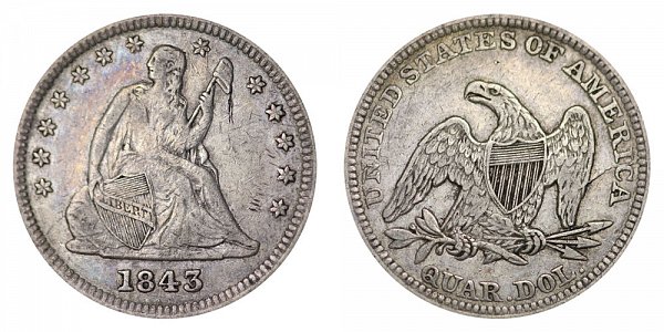 1843 Seated Liberty Quarter 