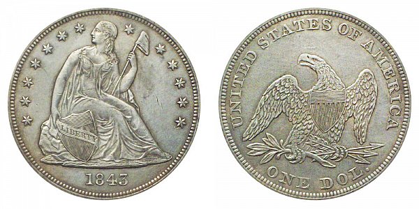 1843 Seated Liberty Silver Dollar 