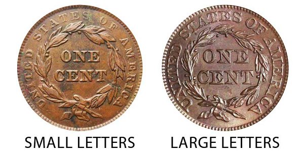 1843 Small Letters vs Large Letters Braided Hair Large Cent - Difference and Comparison