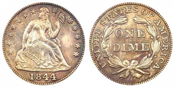 1844 Seated Liberty Dime 