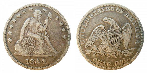 1844 Seated Liberty Quarter 