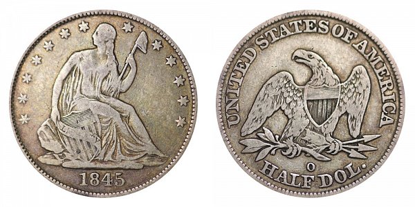 1845 O Seated Liberty Half Dollar - No Drapery 