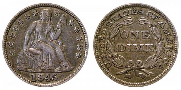 1845 Seated Liberty Dime