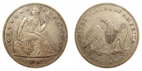 1845 Seated Liberty Silver Dollar 