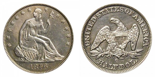 1846 OSeated Liberty Half Dollar - Medium Date 