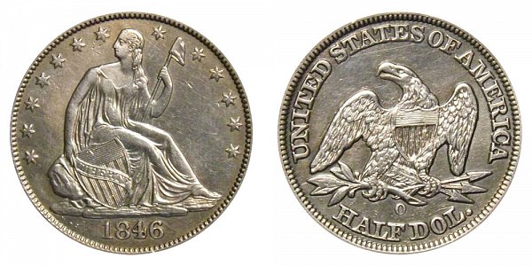 1846 OSeated Liberty Half Dollar - Medium Date