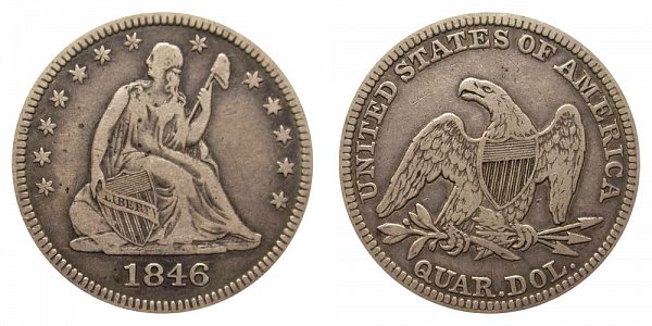 1846 Seated Liberty Quarter 