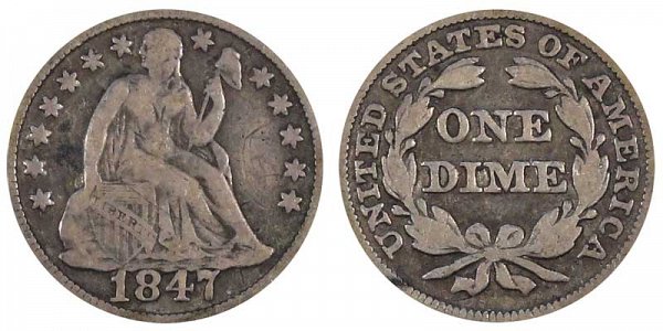 1847 Seated Liberty Dime 