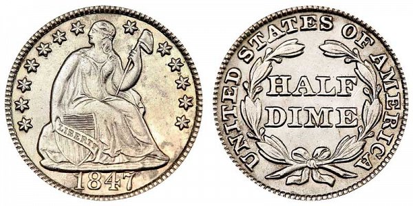 1847 Seated Liberty Half Dime