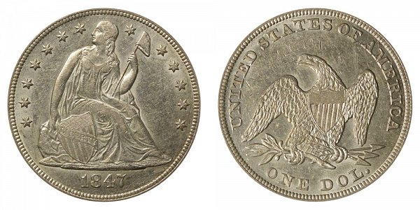 1847 Seated Liberty Silver Dollar 