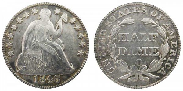 1848 O Seated Liberty Half Dime 