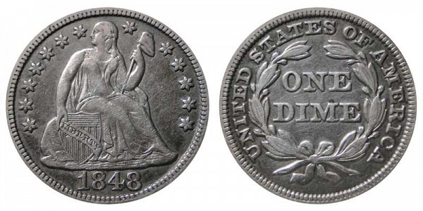 1848 Seated Liberty Dime 