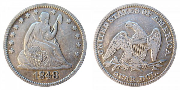 1848 Seated Liberty Quarter 