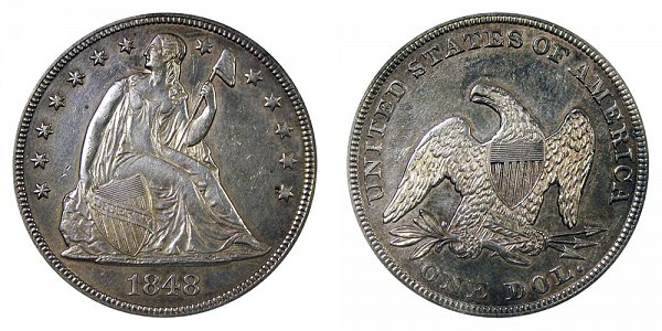 1848 Seated Liberty Silver Dollar 