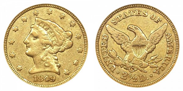 1849 C Liberty Head $2.50 Gold Quarter Eagle - 2 1/2 Dollars 