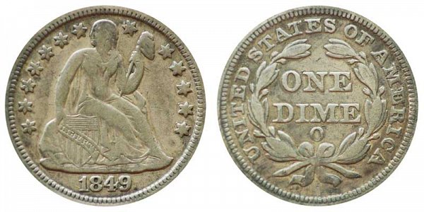 1849 O Seated Liberty Dime 