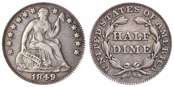 1849 Seated Liberty Half Dime 