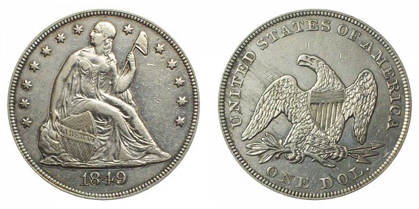 1849 Seated Liberty Silver Dollar 