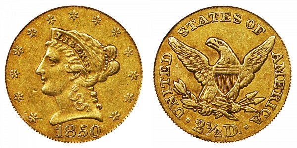 1850 Liberty Head $2.50 Gold Quarter Eagle - 2 1/2 Dollars 