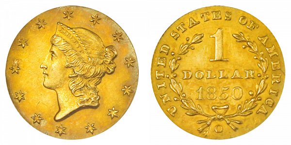 1850 O Liberty Head Gold Dollar G$1 