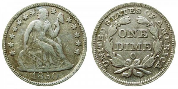 1850 O Seated Liberty Dime 