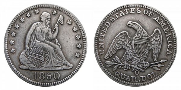 1850 O Seated Liberty Quarter