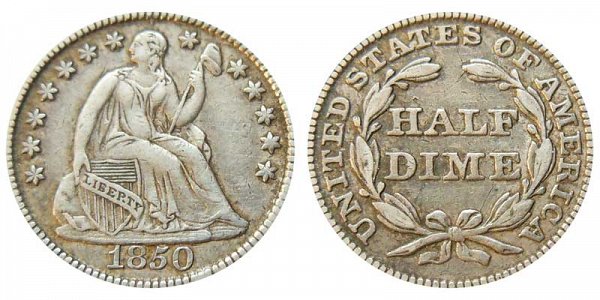 1850 Seated Liberty Half Dime 