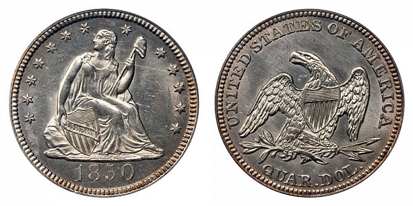 1850 Seated Liberty Quarter 