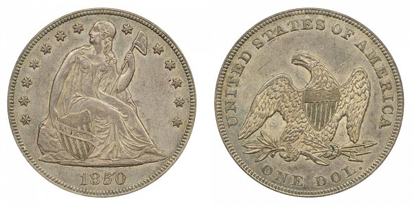 1850 Seated Liberty Silver Dollar 