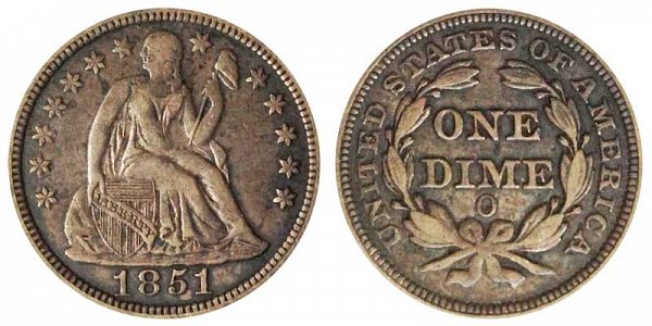 1851 O Seated Liberty Dime 