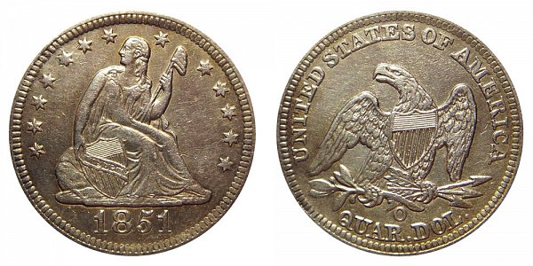 1851 O Seated Liberty Quarter 