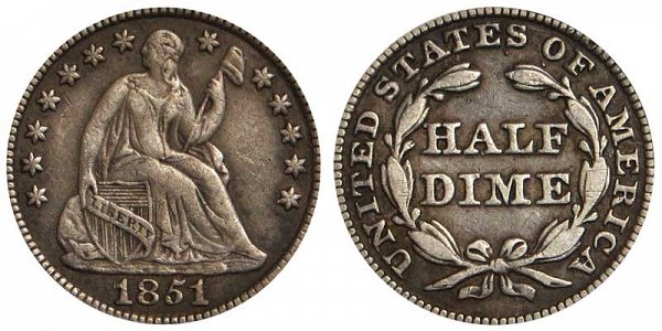 1851 Seated Liberty Half Dime