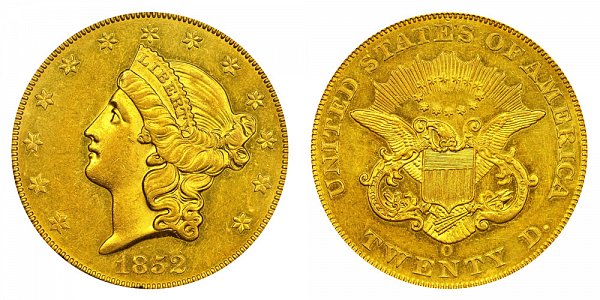 1852 O Liberty Head $20 Gold Double Eagle - Twenty Dollars 