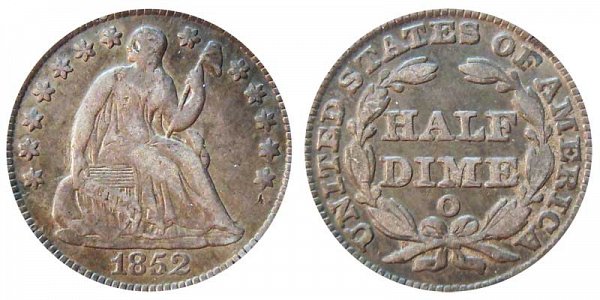 1852 O Seated Liberty Half Dime 